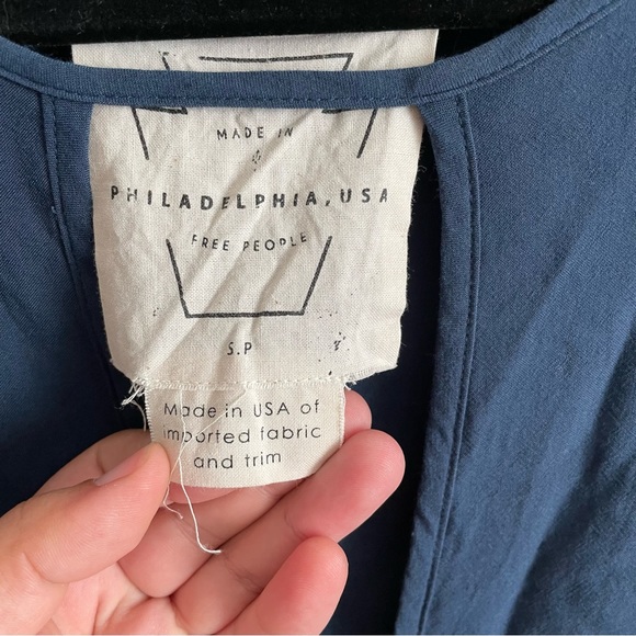 Free People Beck Loose Keyhole Dress Navy - Picture 5 of 9